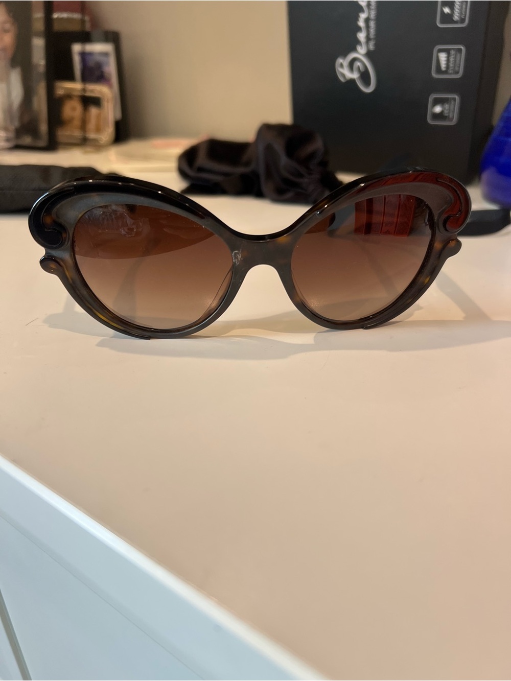 Prada Brown Tortoiseshell Women's Sunglasses with Brown Gradient Lenses